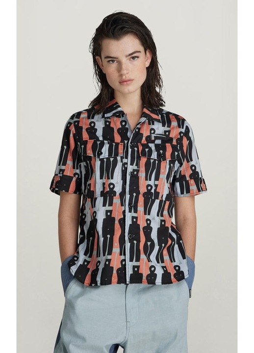 G-Star RAW női ing, Officer ing modell rövid ujjúval, pamutból, S