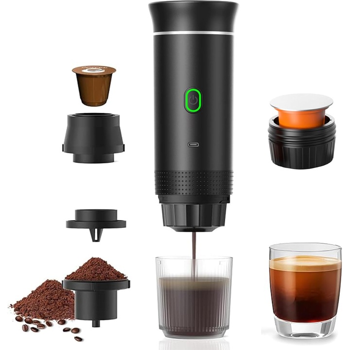 Espressor electric portabil, 3 in 1, cu capacitate de 120ml, incalzire rapida, design compact, 83.5x245.5mm