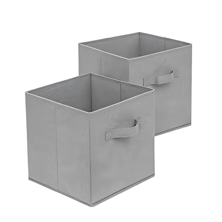 Set 2 Cutii pentru Organizare si Depozitare, Omelivon，27x27x28cm, Pliabile si Multi-Functionale pentru Stocare Jucarii, Haine, Perfecte pentru Casa si Birou,gri
