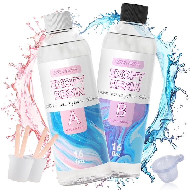 Смола, прозрачна, епоксидна, подходяща за изработка на бижута, занаяти, покритие за настолни компютри, 907 гр