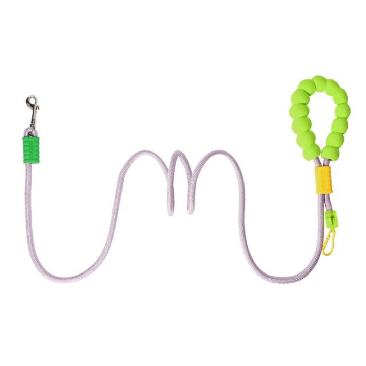 Lesa pentru catei, 3in1, Maner din spuma, 185cm, Mov/Verde