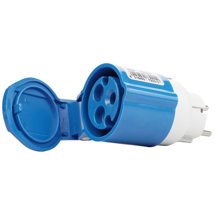 Adaptor Priza Industriala, Retro Electrica®, FANTON, 2P+E 16A 200-250V 6H IP44, Adaptor Fisa Schuko La Priza Industriala, Adaptor Conversie CEE Profesional, Conector Alimentare Sigura Exterior Interior, Rezistent Umiditate, Utilizare Santier, Albastru