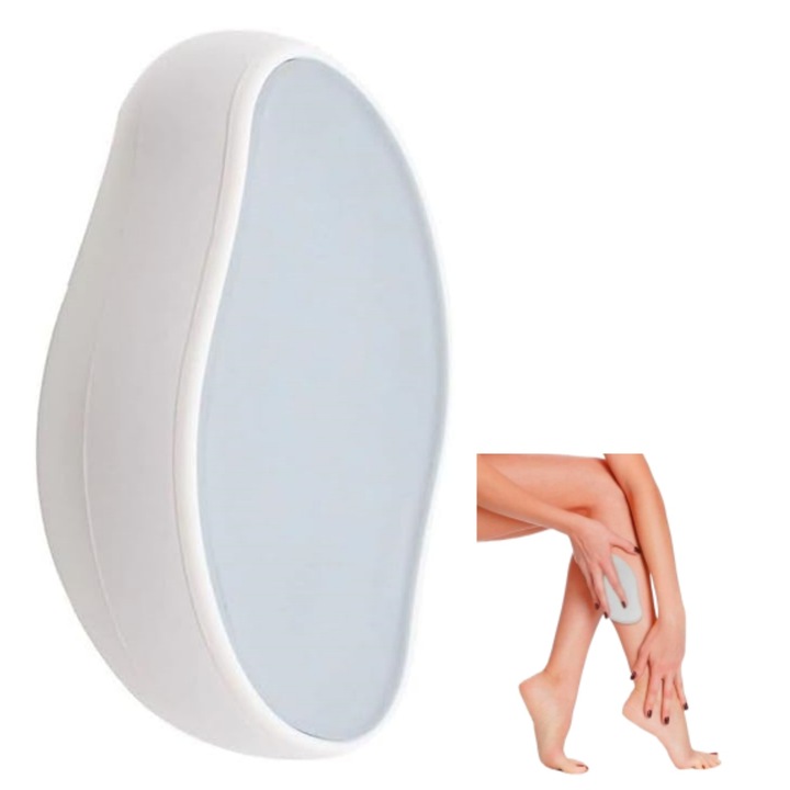 Епилатор с наностъклени кристали за обезкосмяване и ексфолиране на кожата, безболезнен за многократна употреба, унисекс, Vanaxalife®, матово бял