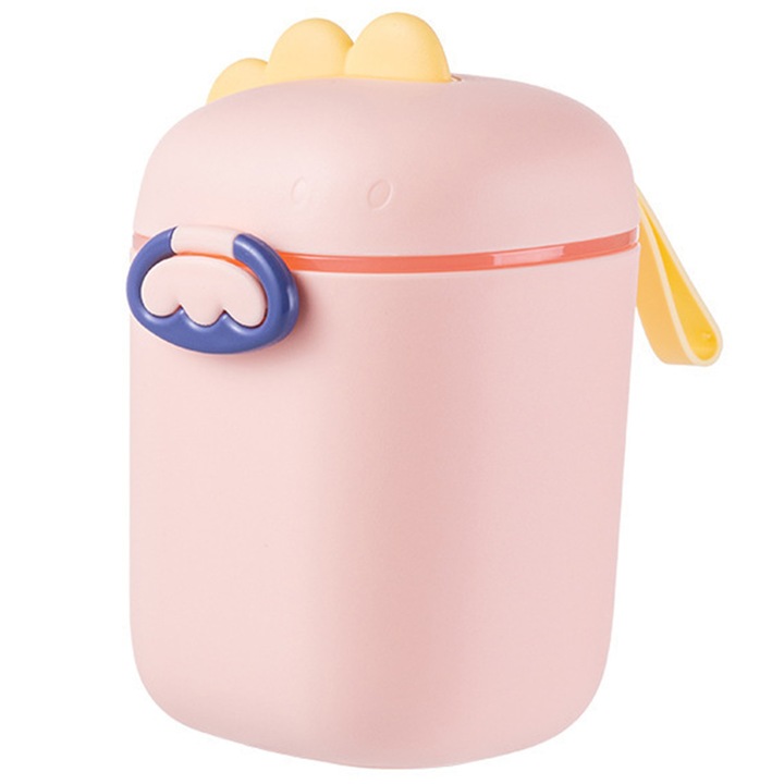 Cutie depozitare lapte praf AYSTOAYS®, 800 ml, Lingura inclusa, Plastic/Silicon, Sigilat, Rezistent la umiditate, Usor de purtat, Roz