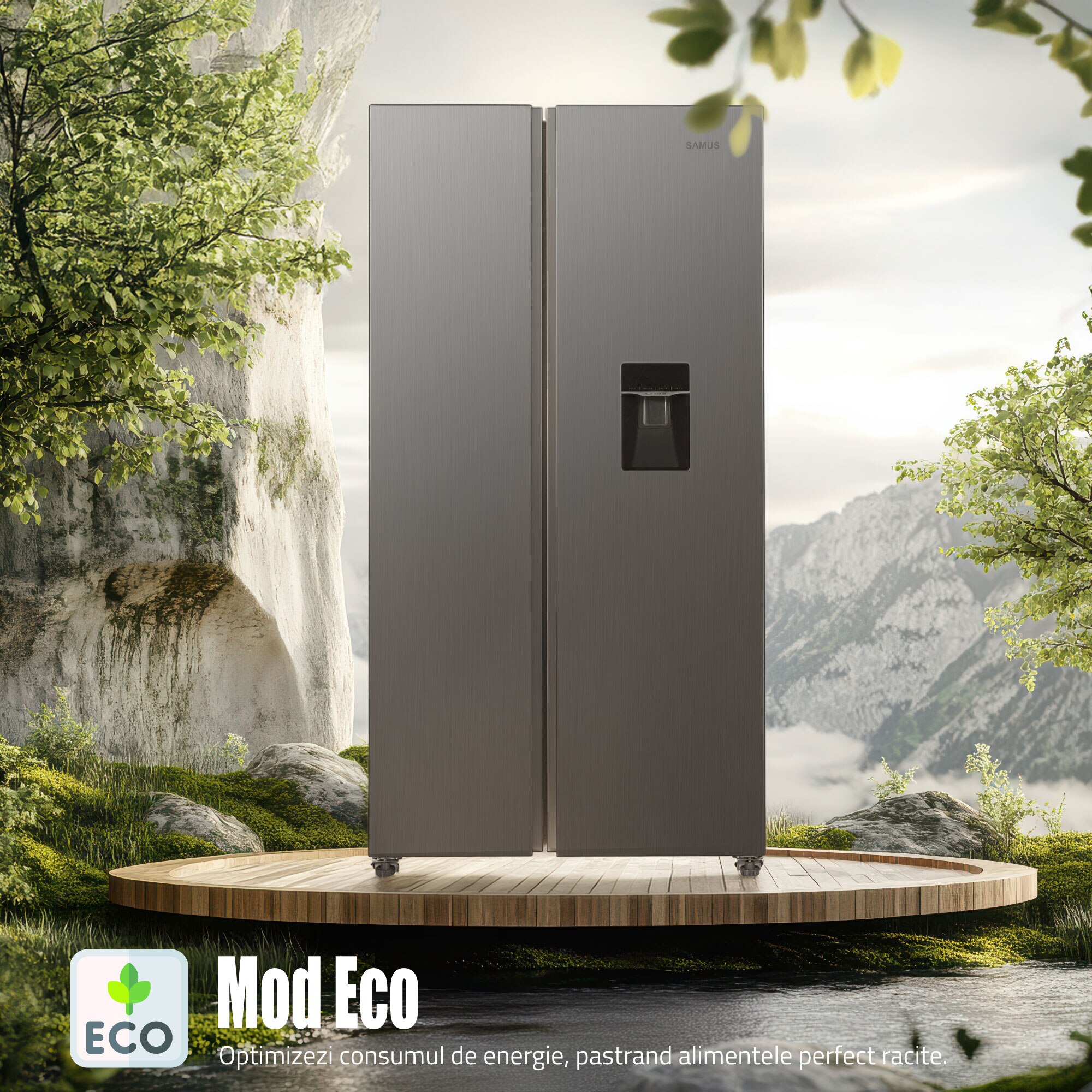 Side by Side Samus SSX-558NFDE, 439 l, Full No Frost, Dozator apa