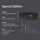 Безжична механична клавиатура Keychron K10 HE, 2.4GHz/Bluetooth, Алуминий-дърво, Специално издание, Двойни PBT клавиши, Кабел тип-A към тип-C, Черен