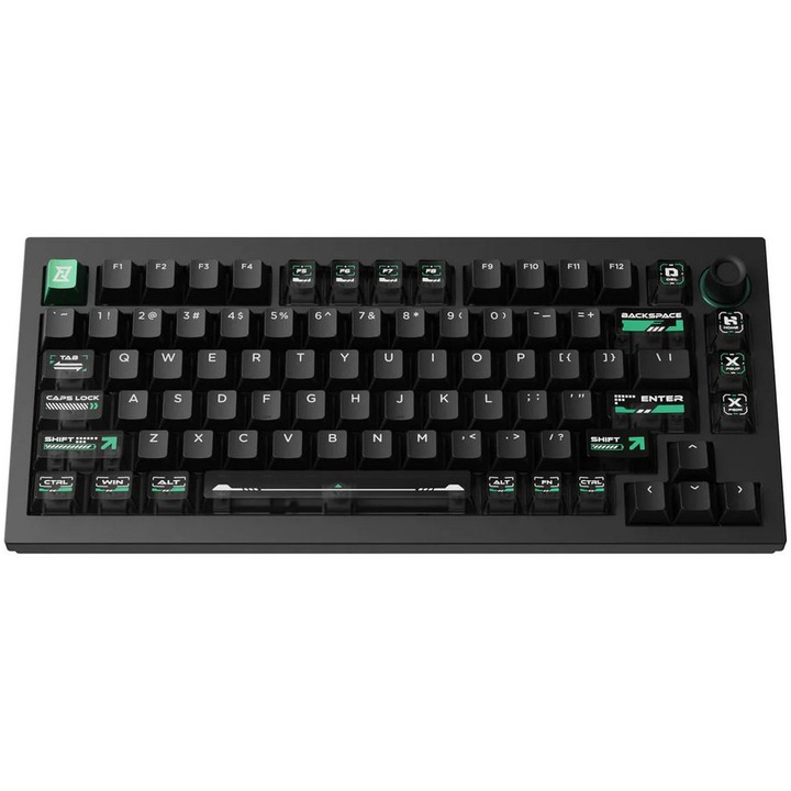 Tastatura mecanica Lemokey by Keychron L5HE, USB-A to USB-C, aluminiu, switch-uri mecanice, taste double shot PBT, Lemokey Ultra-fast Lime, cyber