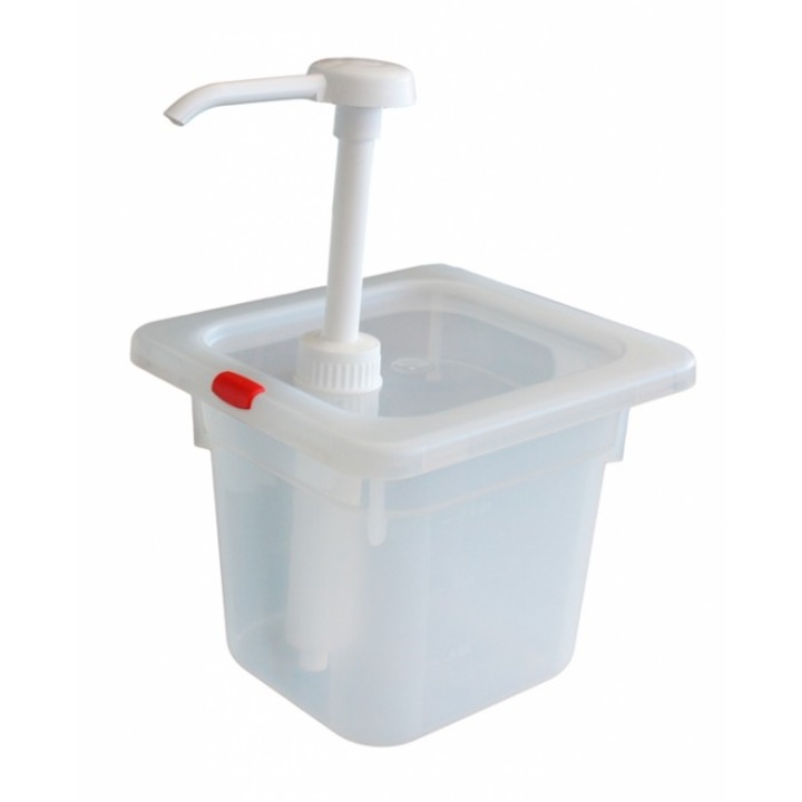 Dispenser RAKI din polipropilena cu capac si pompa pentru sosuri 1, 8lt