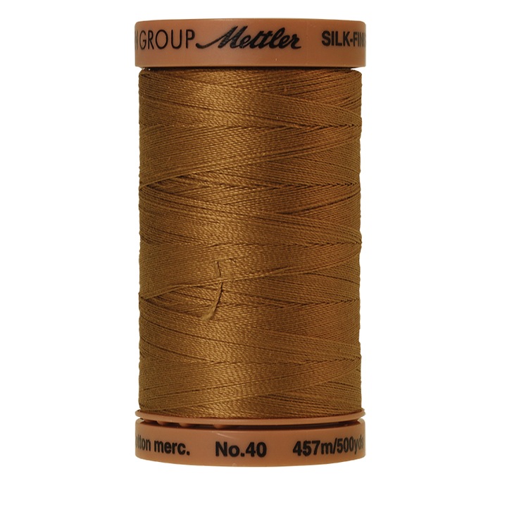 Ata de cusut, 100 % bumbac mercerizat 40, con 457 m pentru quilting, patchwork si broderie Mettler SILK-FINISH COTTON 40 culoare dark tan