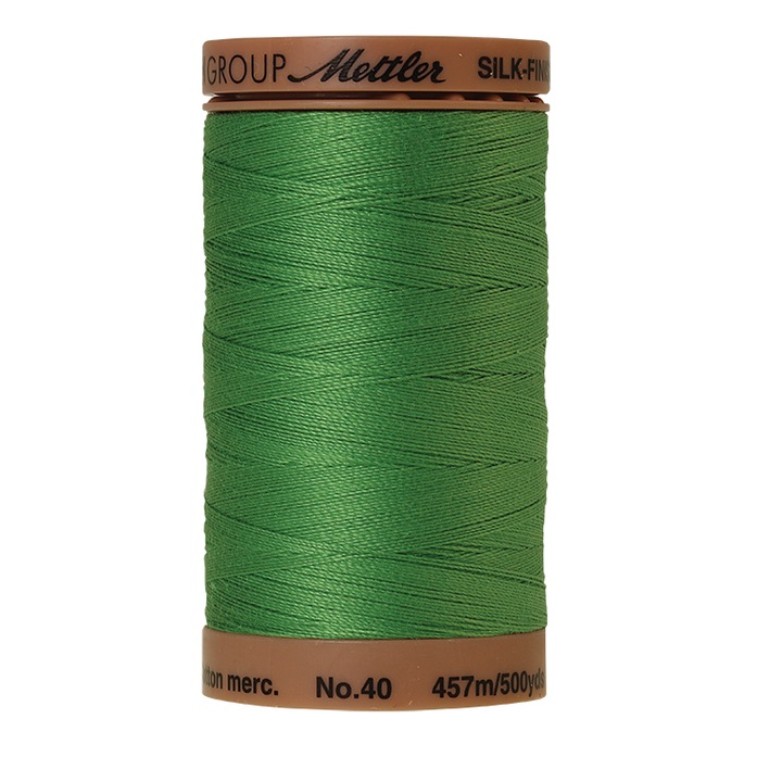 Ata de cusut, 100 % bumbac mercerizat 40, con 457 m pentru quilting, patchwork si broderie Mettler SILK-FINISH COTTON 40 culoare vibrant green