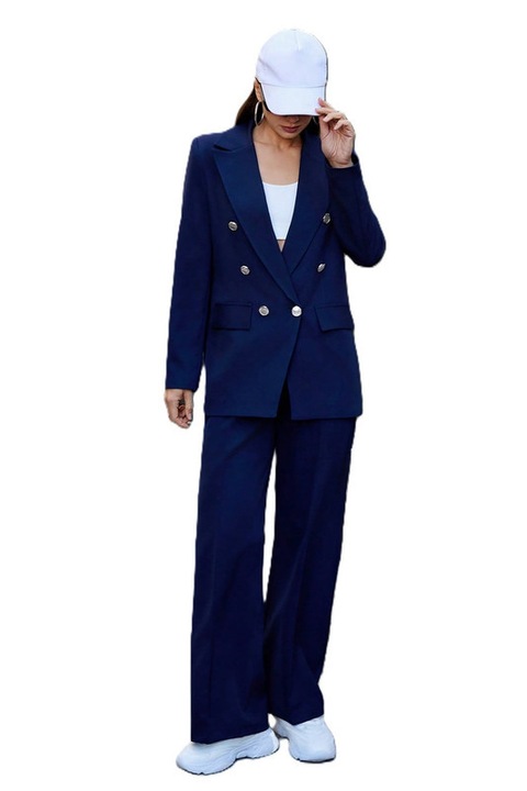 Costum Dama, Sacou & Pantaloni, Piept Dublu, Bleumarin