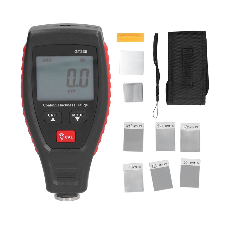 Benetech GT235 autófesték vastagságmérő, 0-1,8 mm, LCD, teljes készlet