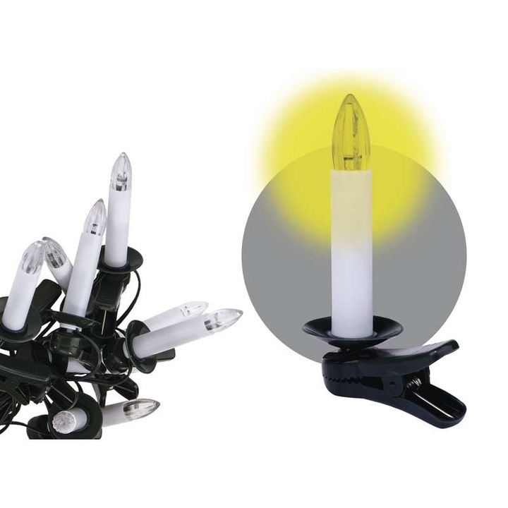 EMOS ZY1424 Karácsonyi Fényfüzér, Gyertya, 7m, 20 Led, IP44, Meleg Fehér