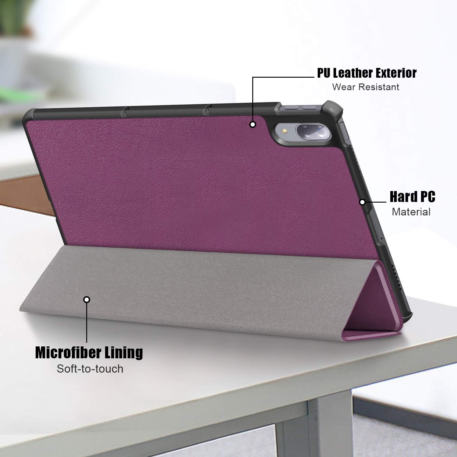Husa Sigloo pentru tableta Xiaomi Redmi Pad Pro 12.1" – Slim, Tri-Fold Magnetic, Piele Ecologica, Antisoc, Stand Reglabil, – Burgundy