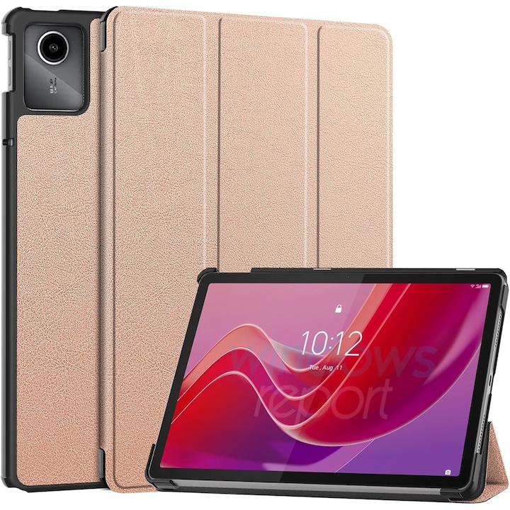 Husa Slim Sigloo, Smart Cover, Trifold, pentru Lenovo Tab M11 2024 (TB-330FU/TB-330XU/TB-331FC), 11", Pink Gold