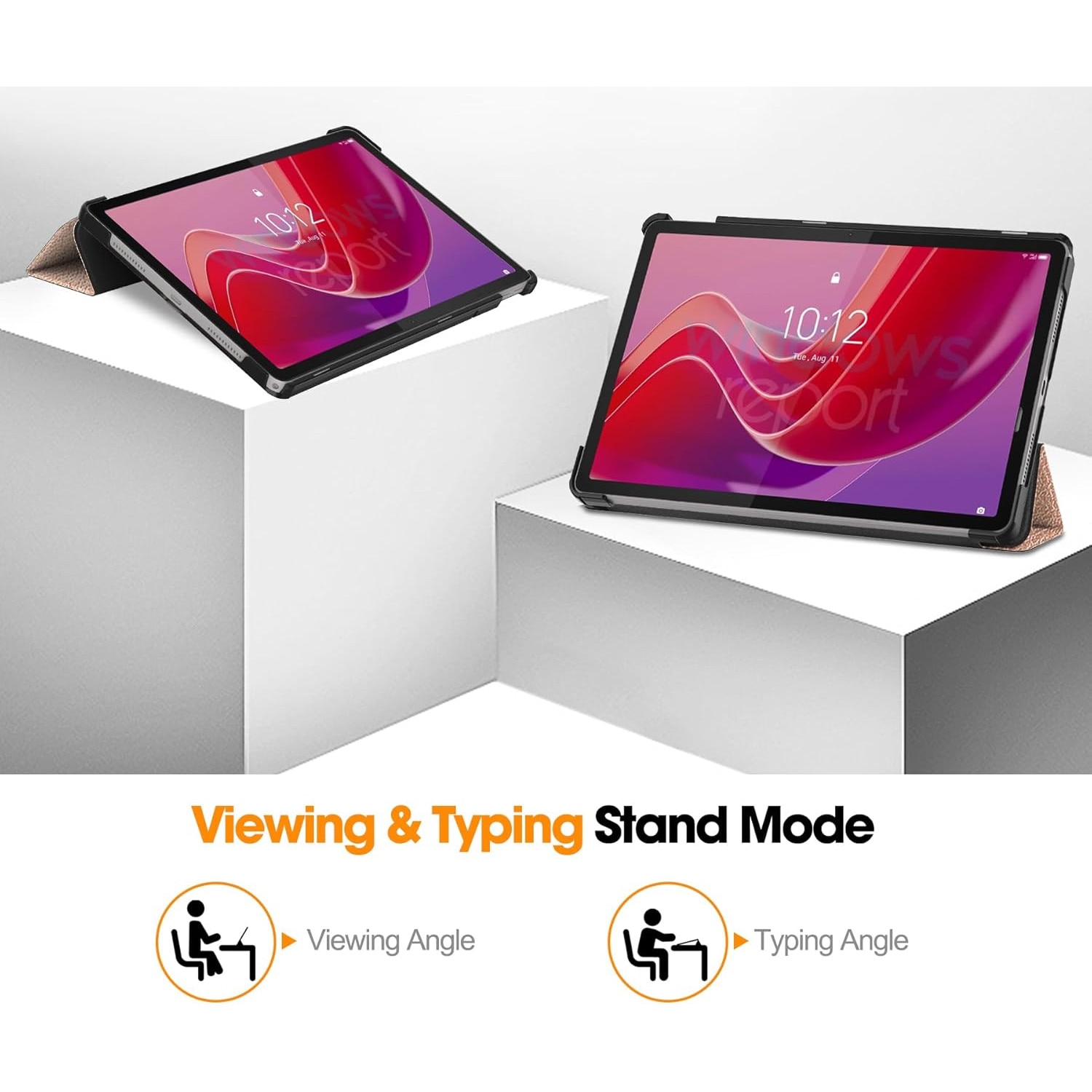 Husa Slim Sigloo, Smart Cover, Trifold, pentru Lenovo Tab M11 2024 (TB-330FU/TB-330XU/TB-331FC), 11", Pink Gold