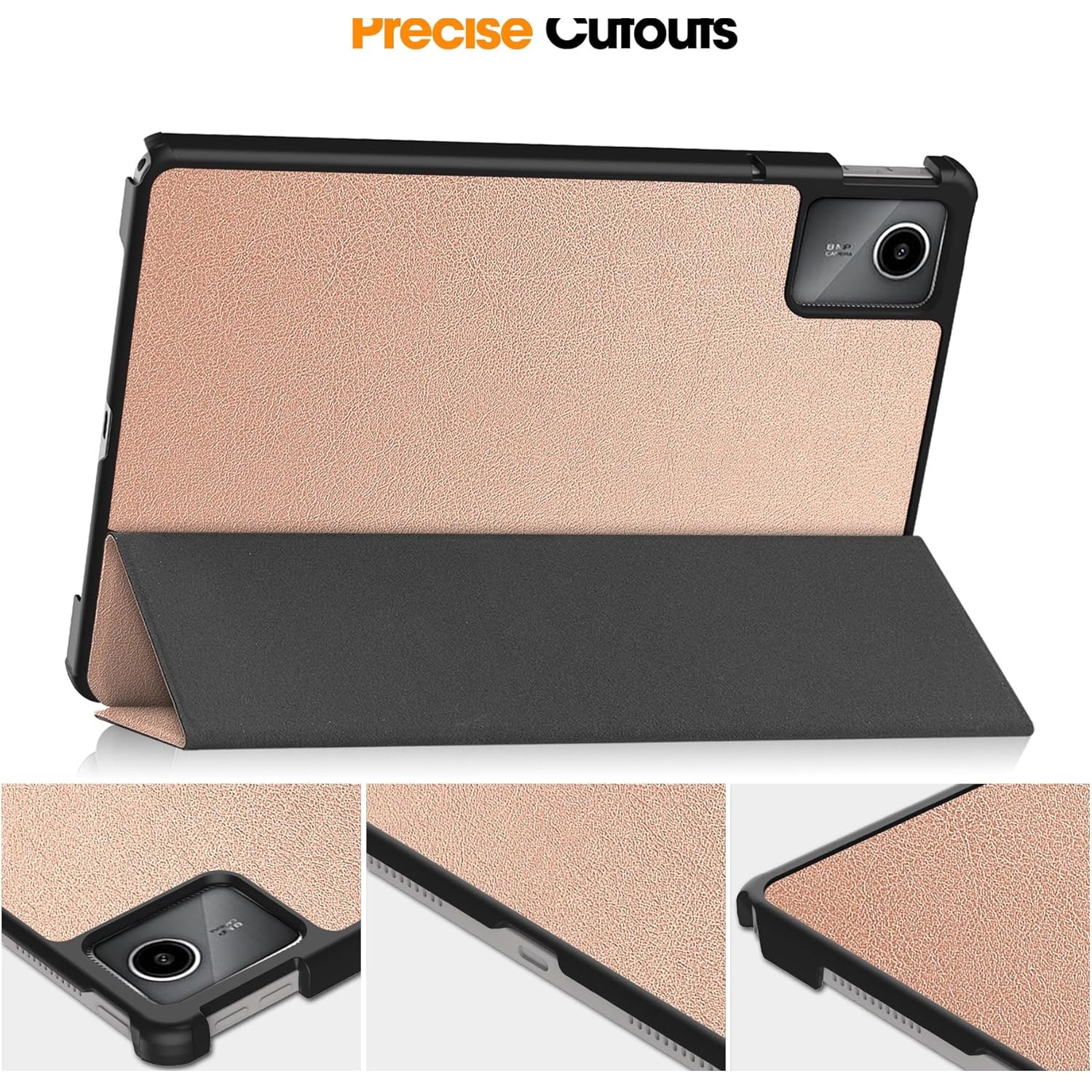 Husa Slim Sigloo, Smart Cover, Trifold, pentru Lenovo Tab M11 2024 (TB-330FU/TB-330XU/TB-331FC), 11", Pink Gold