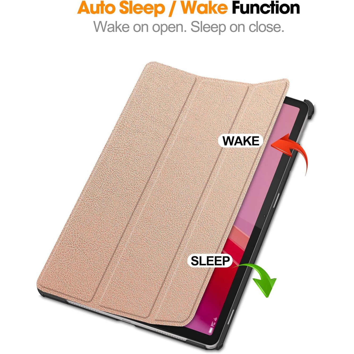 Husa Slim Sigloo, Smart Cover, Trifold, pentru Lenovo Tab M11 2024 (TB-330FU/TB-330XU/TB-331FC), 11", Pink Gold