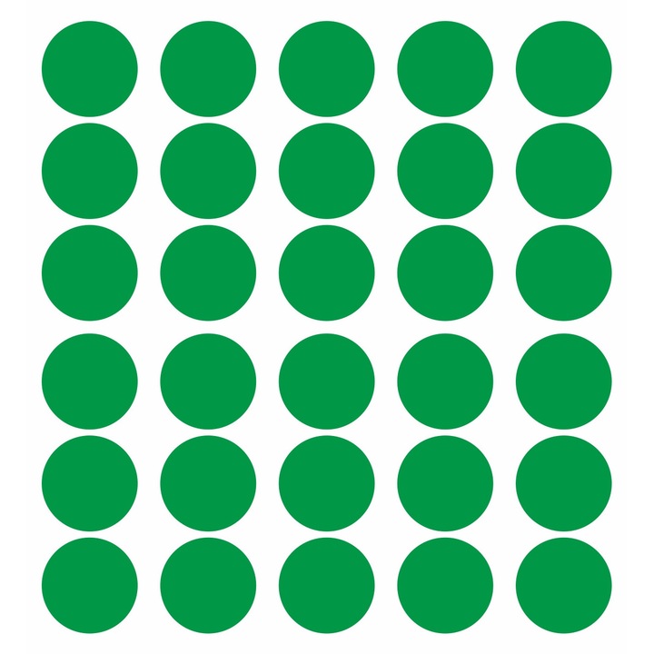 Set 60 stickere din hartie, buline verzi, diametru 3 cm