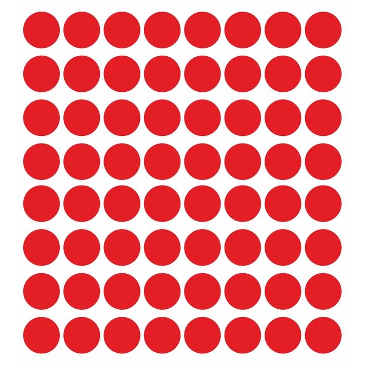 Set 128 stickere din hartie, buline rosii, diametru 2 cm