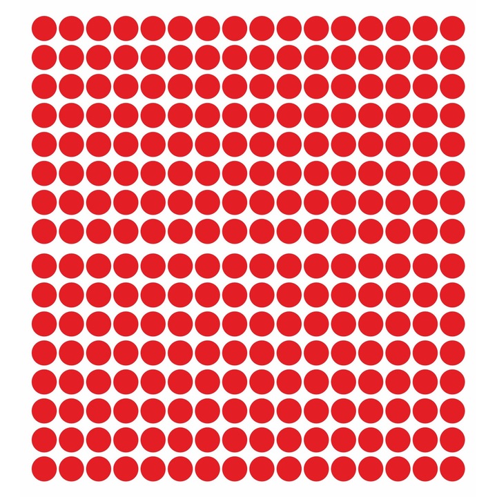 Set 448 stickere din hartie, buline rosii, diametru 1 cm