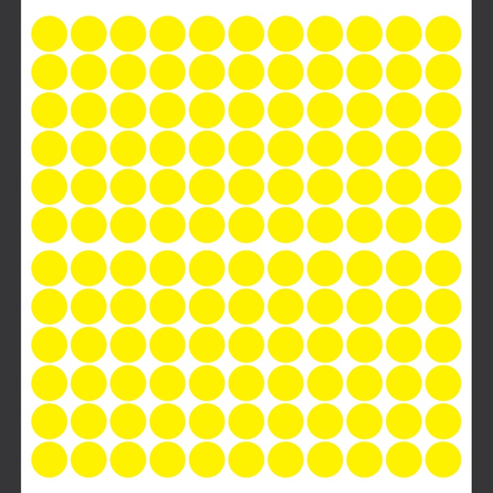 Set 264 stickere din hartie, buline galbene, diametru 1.5 cm