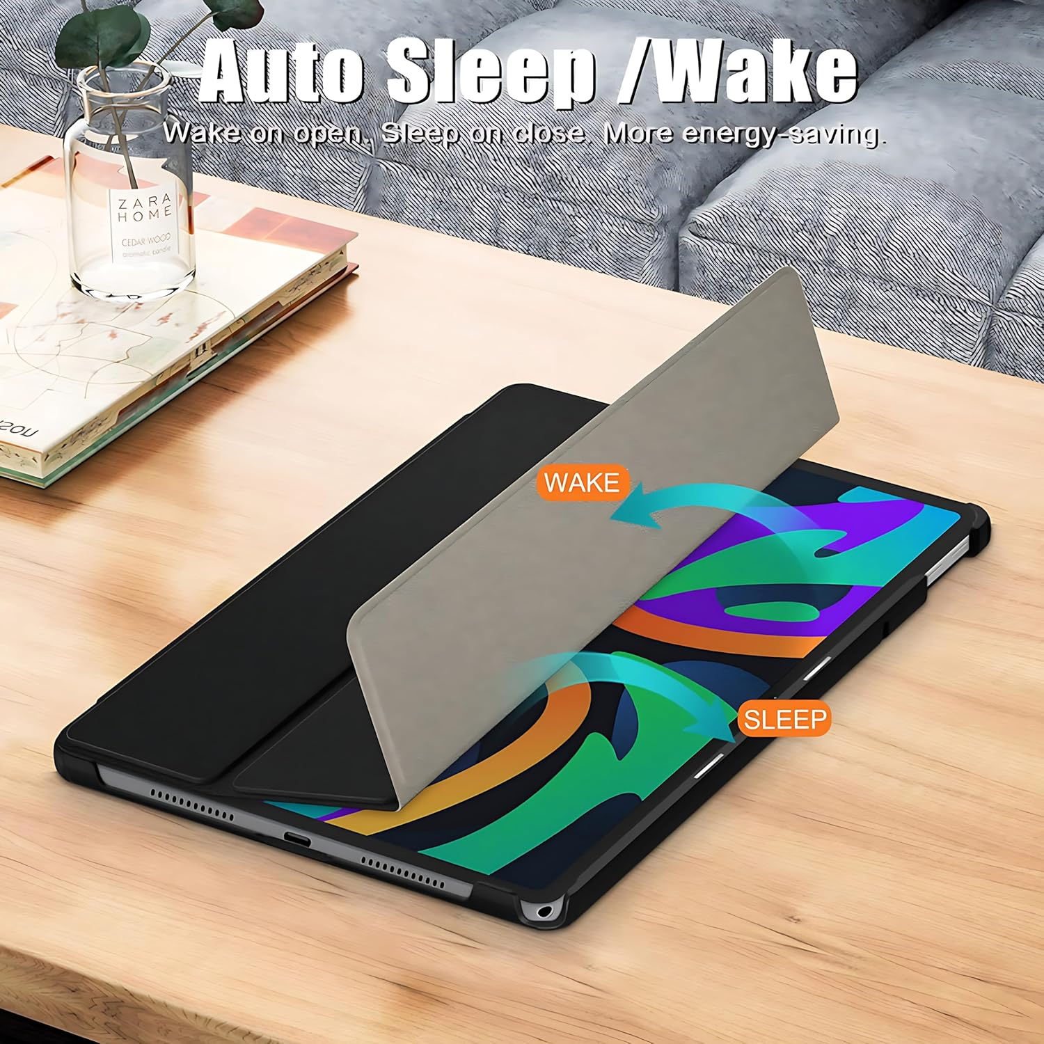 Husa Slim Sigloo, Smart Cover, Trifold, pentru Lenovo Tab M11 2024 (TB-330FU/TB-330XU/TB-331FC), 11", Black