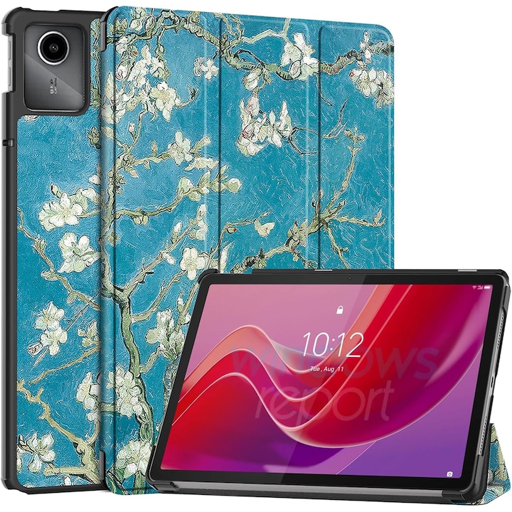 Husa Slim Sigloo, Smart Cover, Trifold, pentru Lenovo Ideea Tab Plus (TB361)/Lenovo Tab K12, 12.1", Painted Tree