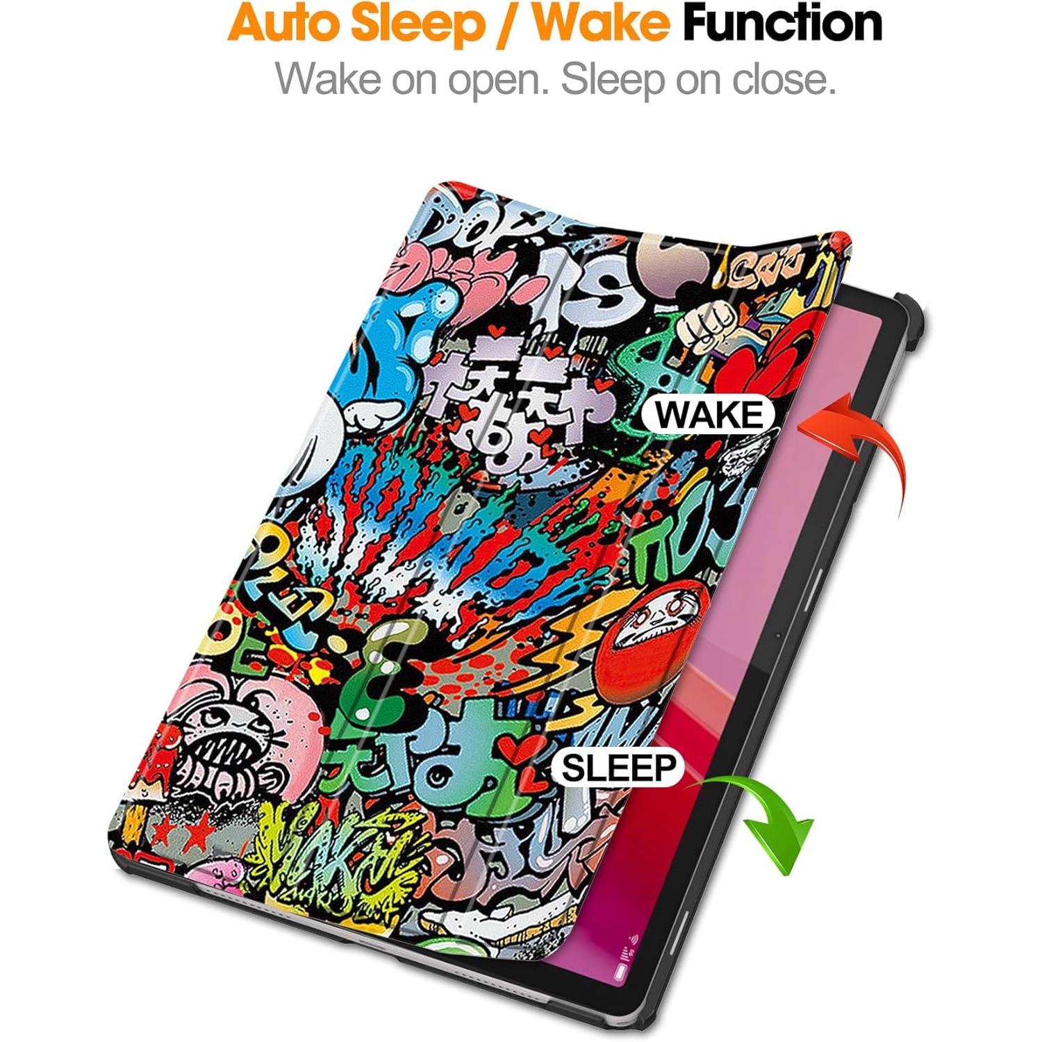 Husa Slim Sigloo, Smart Cover, Trifold, pentru Lenovo Tab M11 2024 (TB-330FU/TB-330XU/TB-331FC), 11", Graffity