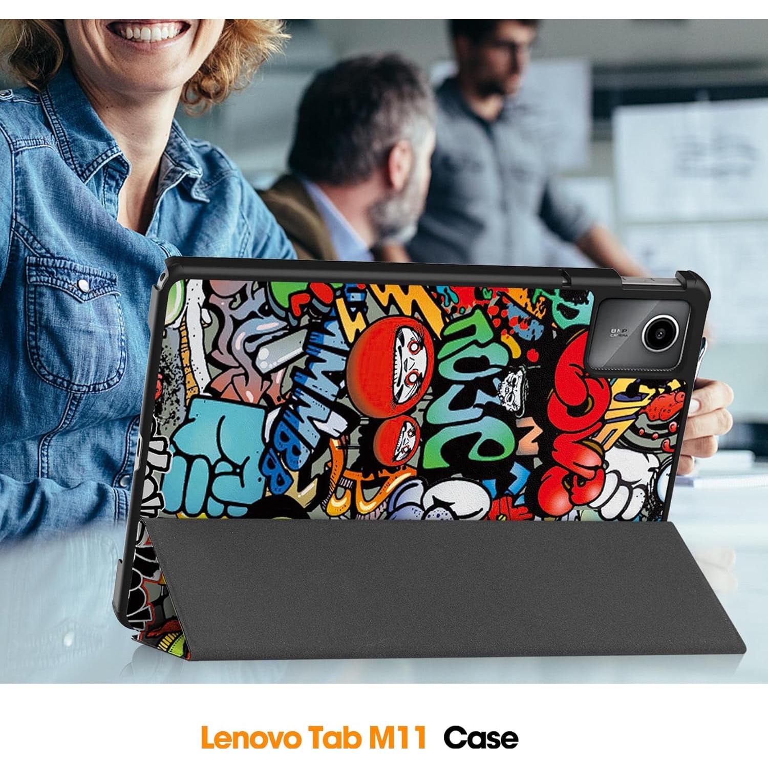 Husa Slim Sigloo, Smart Cover, Trifold, pentru Lenovo Tab M11 2024 (TB-330FU/TB-330XU/TB-331FC), 11", Graffity