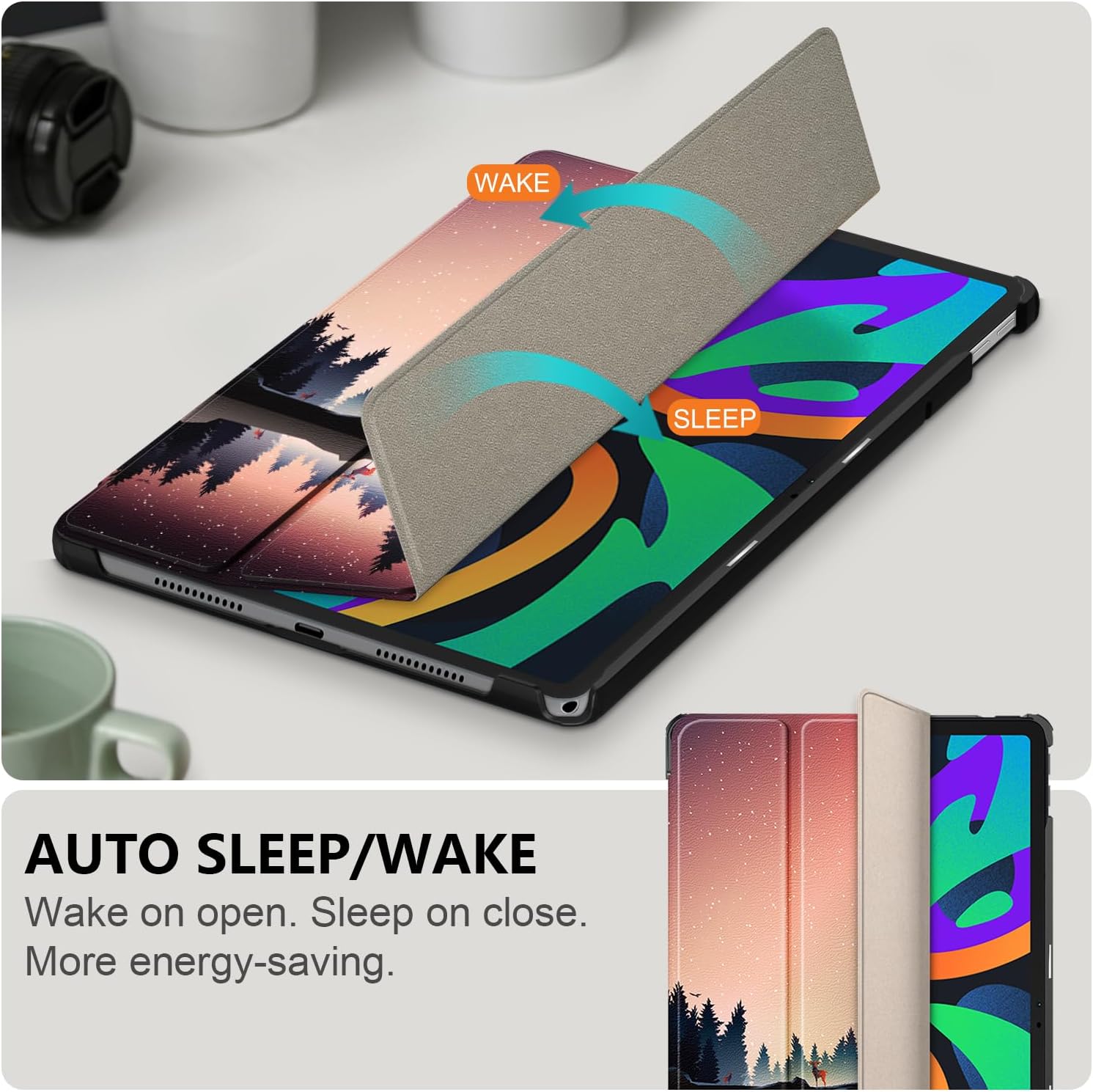 Husa Slim Sigloo, Smart Cover, Trifold, pentru Lenovo Idea Tab 11(2025), 11", Blue Light
