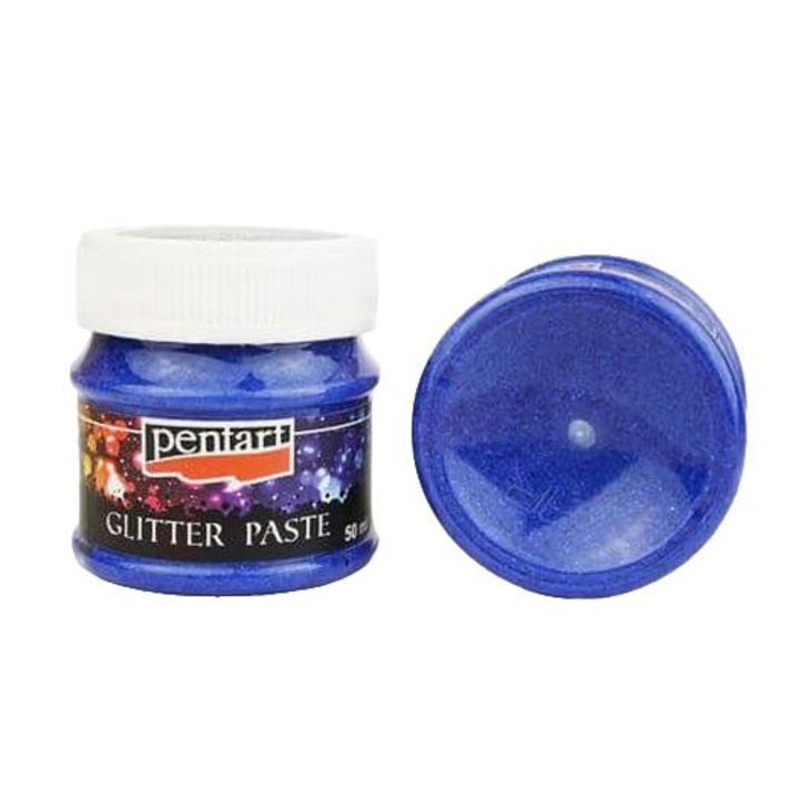 Pasta cu sclipici Pentart 50ml - Albastra