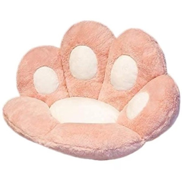 Perna Decorativa, Model Laba de Pisica, din Plus, pentru Scaun/Canapea/Podea, 80 x 70 cm, Roz