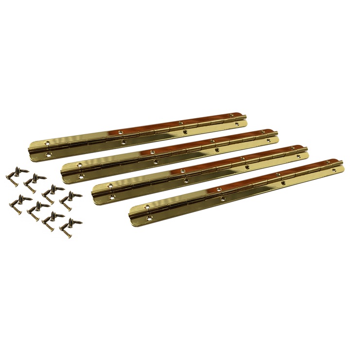 4 db extra hosszú zsanérkészlet (zongorapánt, arany, csavarokkal együtt)