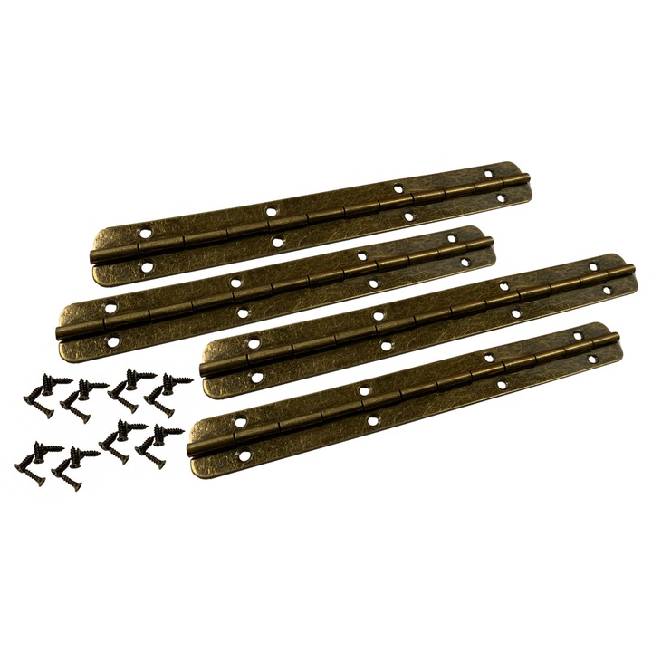 Extra hosszú zsanérkészlet (zongorapánt, bronz, csavarokkal együtt), 4 db