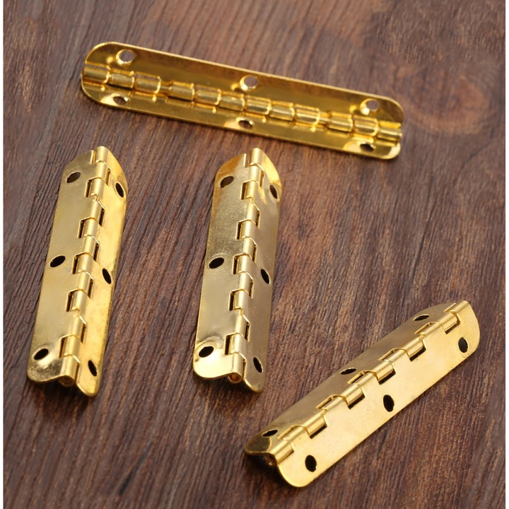 10 darabos hosszú zsanérkészlet (hossz 6,5 cm, sárgaréz, maximális nyitás 90 fok)