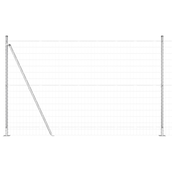 Gard Euro vidaXL, cu 7 Stalpi Flansati 1.5x10 m, Otel galvanizat, 23 kg