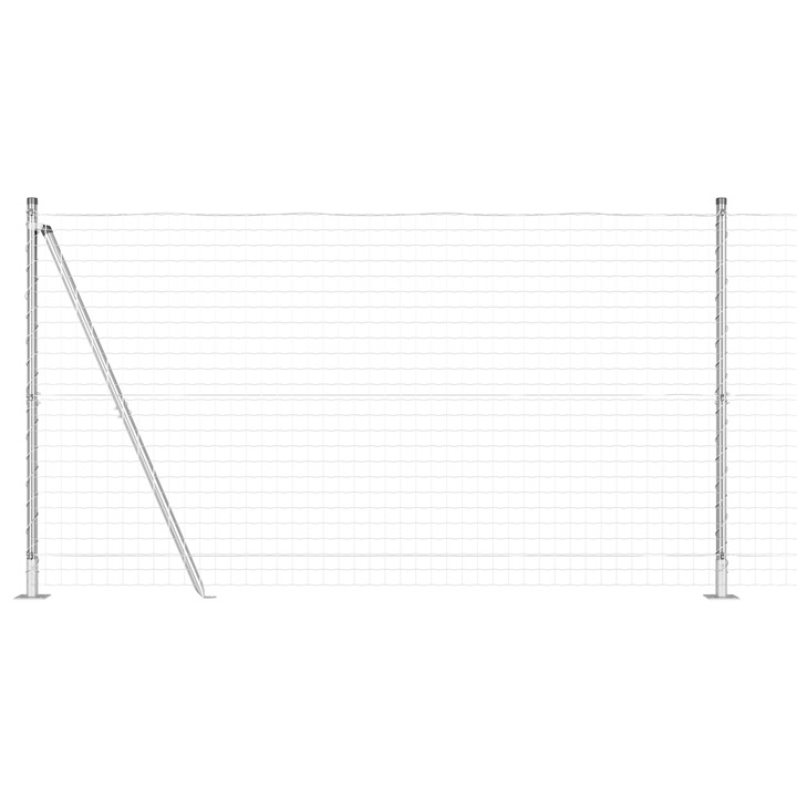 Imprejmuirea Euro vidaXL, cu 7 Stalpi, cu flansa, 1.2x10 m, Otel galvanizat, 22 kg