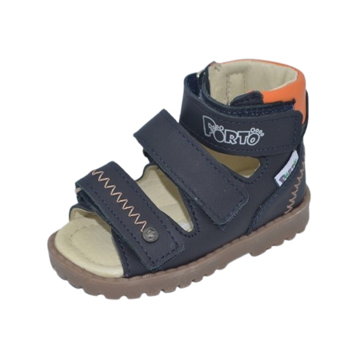 Профилактични сандали, изработени от естествена кожа, за момчета, Mrugala 1199-77B, тъмносиньо 19 EU