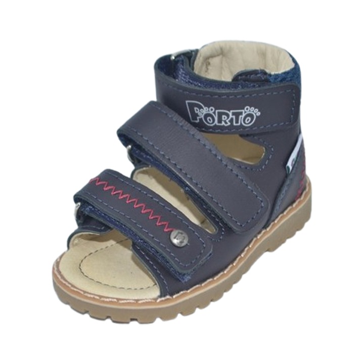 Профилактични сандали, изработени от естествена кожа, за момчета, Mrugala 1199-77, тъмносиньо 19 EU