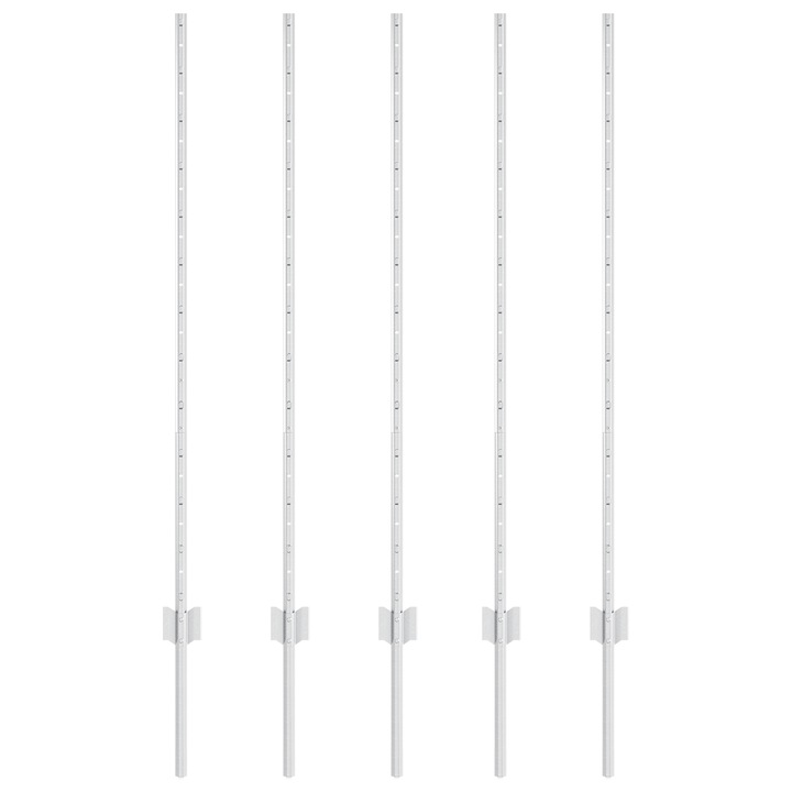 Set stalpi de gard vidaXL, 10 bucati, canal in forma de U, 120 cm, din otel galvanizat., 5.2 kg