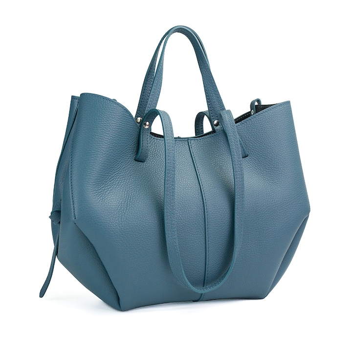 Poseta Piele Mirai - Albastru Deschis, Geanta Casual din Piele Naturala, Geanta, Genti