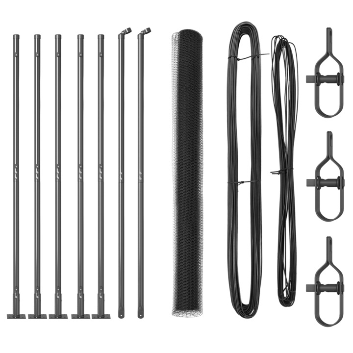 Gard hexagonal vidaXL, Gri, 1.6x10 m, Otel, 16.15 kg