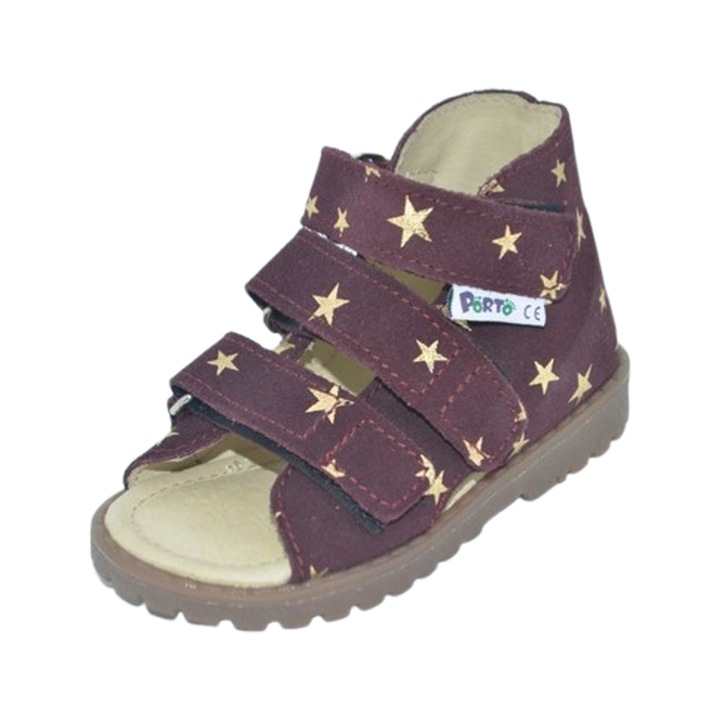 Профилактични сандали, изработени от естествена кожа, за момичета, Mrugala 1110-55, Cherry 21 EU