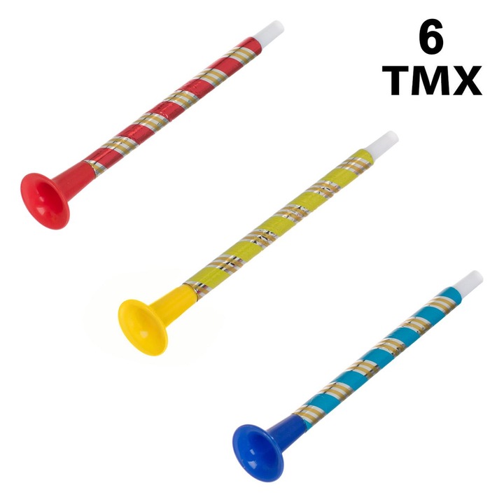 Színes csíkos parti trombiták - 6 db