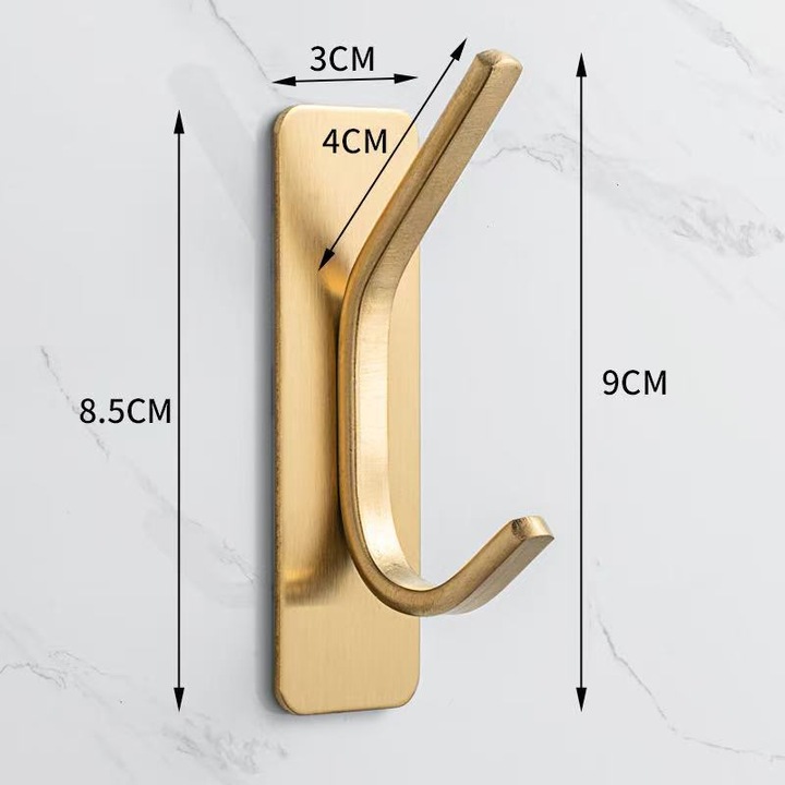 Set 4 carlige pentru prosop din otel inoxidabil, finisaj periat, 8x3x7cm