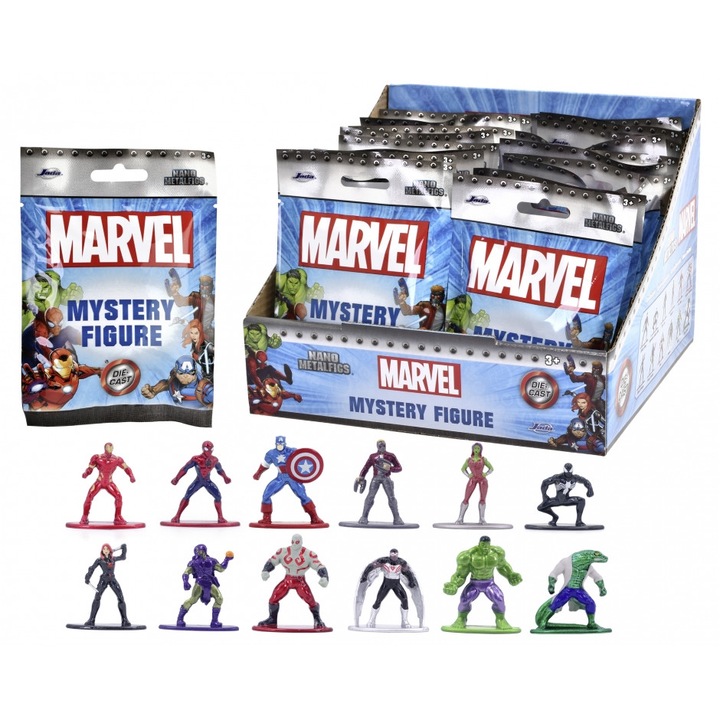 Jada és Simba fémfigura, 4 cm, 12 darabos Marvel karakter készlet