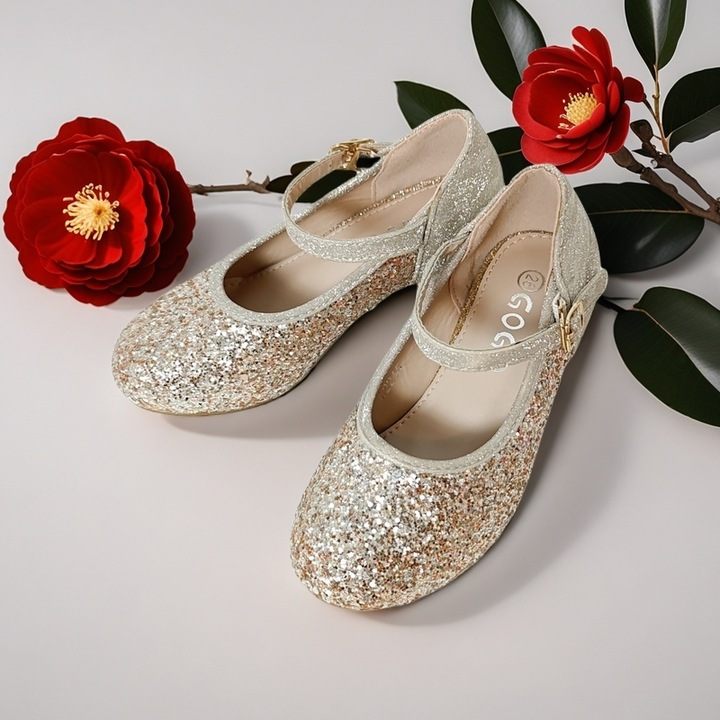 Елегантни обувки на ток A2215 сребърни 119006, Златист