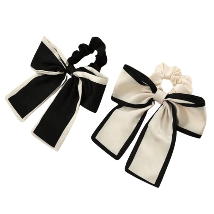 Kétrészes hajgyűrű, fekete-fehér