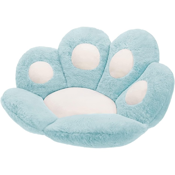 Perna Decorativa, Model Laba de Pisica, din Plus, pentru Scaun/Canapea/Podea, 80 x 70 cm, Albastru Deschis